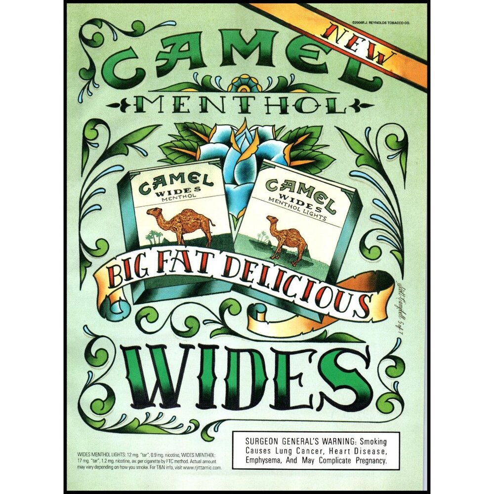 2006 Camel Wides Menthol Cigarettes Vintage Print Ad Scott Campbell 5 Wall Art
